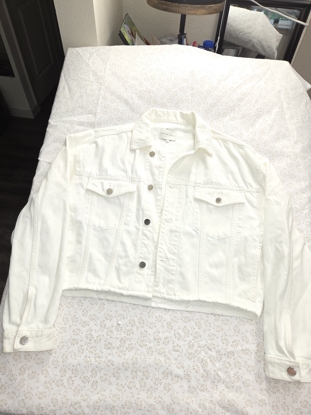 Loulou Studio White Cropped Denim Jacket